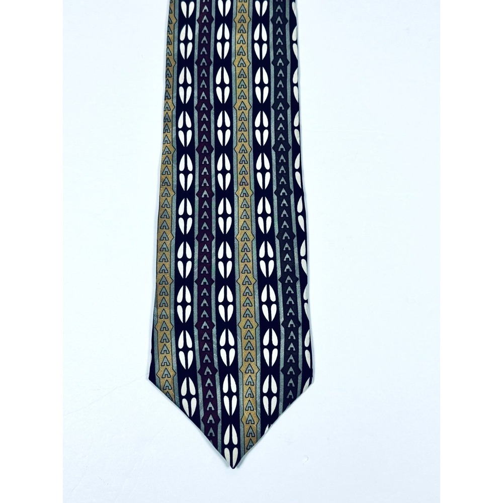 Martin Wong Tie Mens Silk Multicolor Geometric Abstract Napa Made in USA Necktie